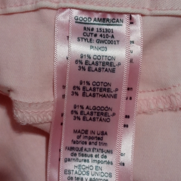 Good American Pink Crop Skinny Jeans High Rise Stretch Soft Pastel Size 15 - Picture 4 of 8